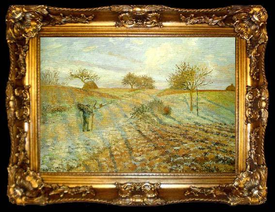 framed  Camille Pissarro hoarfrost the old road to ennery, ta009-2